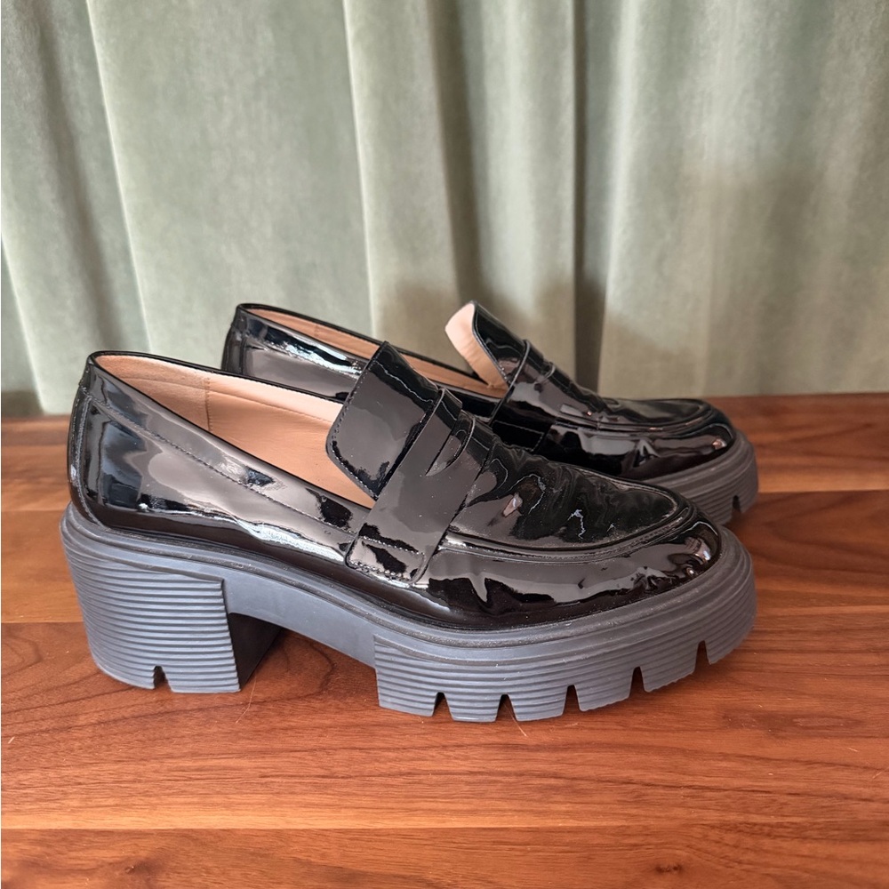 Stuart Weitzman SoHo Black Chunky Lug Loafers